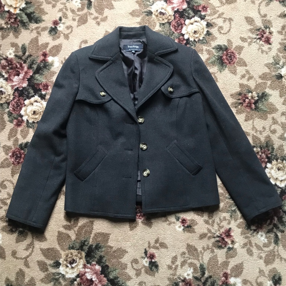 Evan Picone Black Button Front Stretch Jacket - image 2